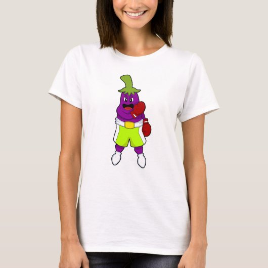 Eggplant at Boxing with Boxing gloves T-shirt (Voorkant)