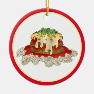 Eggplant Aubgergine Parm Parmesan Italy Food Keramisch Ornament