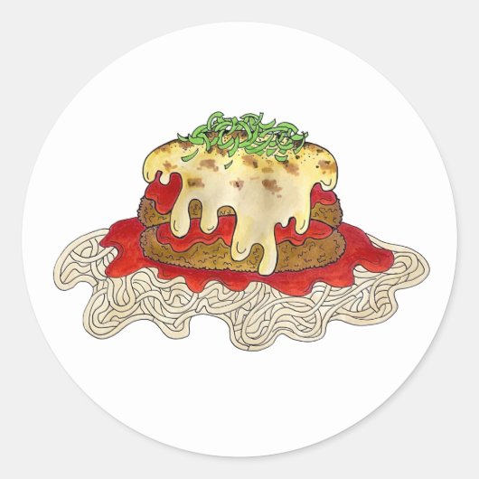 Eggplant Aubgergine Parm Parmesan Italy Food Ronde Sticker (Voorkant)