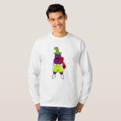 Eggplant bij Boxing met boxinghandschoenen T-shirt (Voorkant volledig)