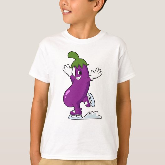 Eggplant bij ijsschaatsen met ijsschaatsen t-shirt (Voorkant)