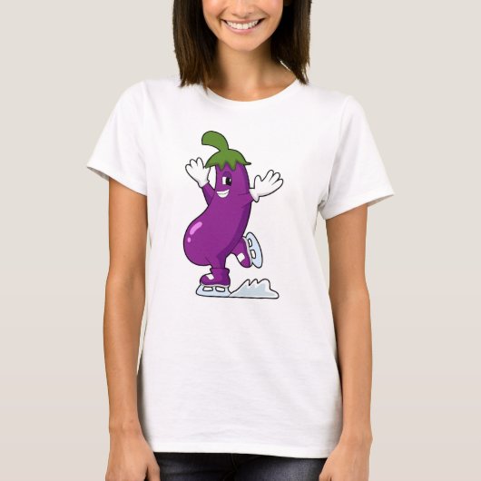 Eggplant bij ijsschaatsen met ijsschaatsen t-shirt (Voorkant)