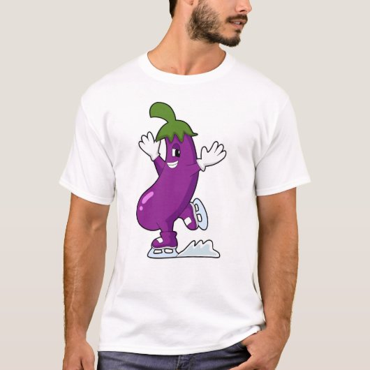 Eggplant bij ijsschaatsen met ijsschaatsen t-shirt (Voorkant)