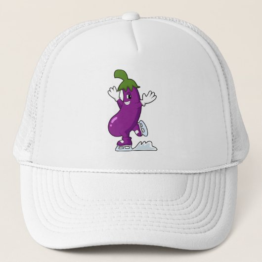 Eggplant bij ijsschaatsen met ijsschaatsen trucker pet (Voorkant)