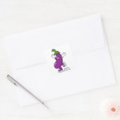 Eggplant bij ijsschaatsen met ijsschaatsen vierkante sticker (Envelop)