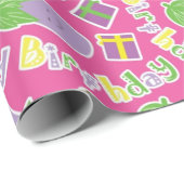 Eggplant Birthday Pattern Cadeaupapier (Rol Hoek)