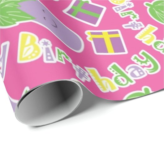 Eggplant Birthday Pattern Cadeaupapier (Rol Hoek)