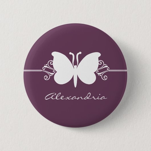 Eggplant Butterfly Swirls Button (Voorkant)