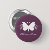 Eggplant Butterfly Swirls Button (Voorkant /achterkant)