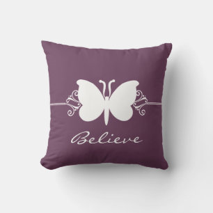 Eggplant Butterfly Swirls Pillow Kussen
