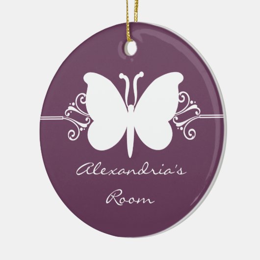 Eggplant Butterfly zwaait Ornament (Links)