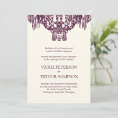 Eggplant Chandelier Wedding Invitations Kaart (Staand voorkant)