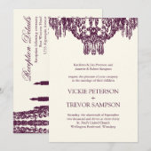 Eggplant Chandelier Wedding Invitations Kaart (Voorkant / Achterkant)