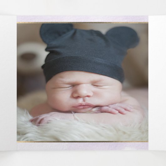 Eggplant Couronne de Feuillage Aquarelle, Bapteme Drieluik Uitnodiging (Binnenkant midden)