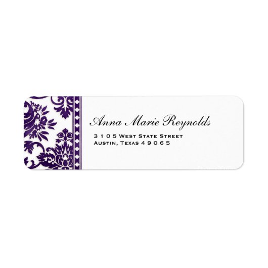 Eggplant Damask Lace Fancy Etiket (Voorkant)