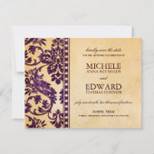  Eggplant Damask Lace Save the Date (Voorkant)