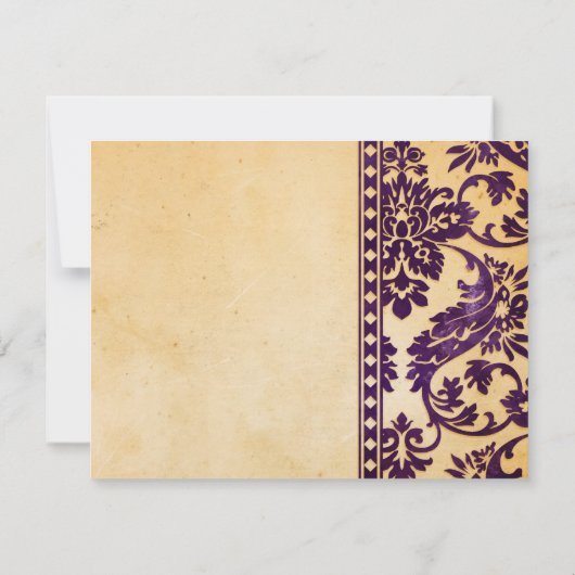  Eggplant Damask Lace Save the Date (Achterkant)