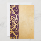  Eggplant Damask Lace Wedding Kaart (Achterkant)