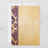  Eggplant Damask Lace Wedding Kaart (Achterkant)