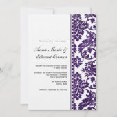 Eggplant  Damask Lace Wedding Kaart (Voorkant)