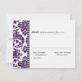 Eggplant  Damask Lace Wedding RSVP (Voorkant)