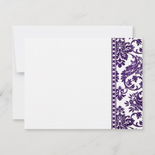 Eggplant  Damask Lace Wedding RSVP (Achterkant)