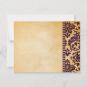 Eggplant Damask Lace Wedding RSVP Kaartje (Achterkant)
