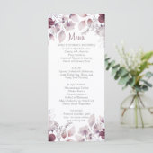 Eggplant, Dusty Paars, Mauve Pink Floral Menu (Staand voorkant)