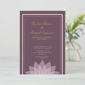 Eggplant en Blush Pink Floral Wedding Kaart (Staand voorkant)