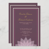 Eggplant en Blush Pink Floral Wedding Kaart (Voorkant / Achterkant)