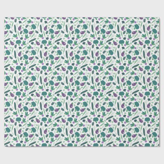 Eggplant en Broccoli Vegetable Pattern Cadeaupapier (Vlak)