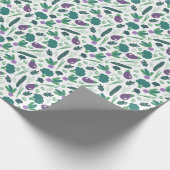 Eggplant en Broccoli Vegetable Pattern Cadeaupapier (Hoek)