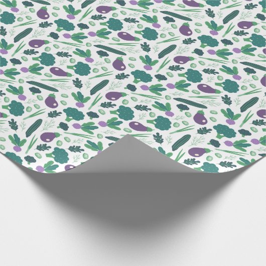 Eggplant en Broccoli Vegetable Pattern Cadeaupapier (Hoek)