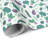 Eggplant en Broccoli Vegetable Pattern Cadeaupapier (Rol Hoek)