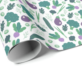Eggplant en Broccoli Vegetable Pattern Cadeaupapier