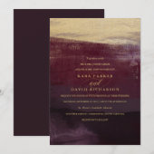 Eggplant en Gold Kijk | Uitnodiging tot luxe wedde (Voorkant / Achterkant)