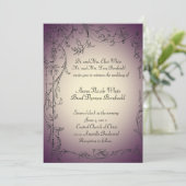 Eggplant en Gold Tint Wedding Invitation Kaart (Staand voorkant)