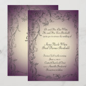 Eggplant en Gold Tint Wedding Invitation Kaart (Voorkant / Achterkant)