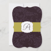 Eggplant en Golden Chartreuse Damask Wedding Kaart (Achterkant)