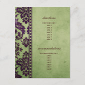 Eggplant en Olive Damask Lace Wedding Insert Informatiekaartje (Voorkant)