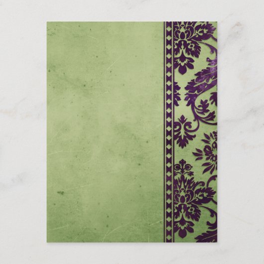 Eggplant en Olive Damask Lace Wedding Insert Informatiekaartje (Achterkant)