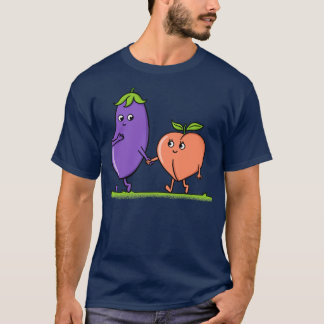 Eggplant en perziken t-shirt