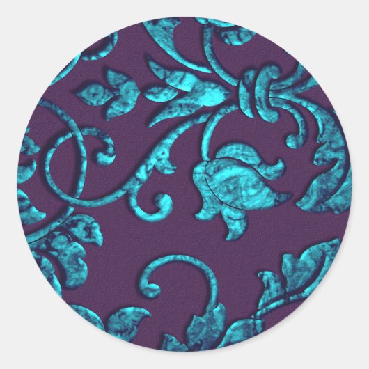 Eggplant en Turquoise Envelope Seal Ronde Sticker (Voorkant)