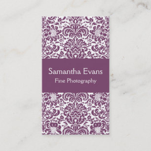 Eggplant en White Damask Visitekaartje