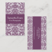 Eggplant en White Damask Visitekaartje (Voorkant / Achterkant)