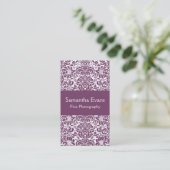 Eggplant en White Damask Visitekaartje (Staand voorkant)
