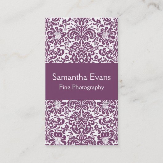 Eggplant en White Damask Visitekaartje (Voorkant)