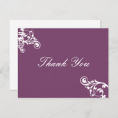 Eggplant en White Flourish Dank je wel Kaart (Voorkant / Achterkant)