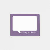 Eggplant en White Talk Bubble Persoonlijke naam Post-it® Notes (Voorkant)