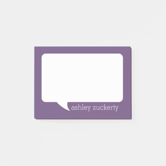 Eggplant en White Talk Bubble Persoonlijke naam Post-it® Notes (Voorkant)